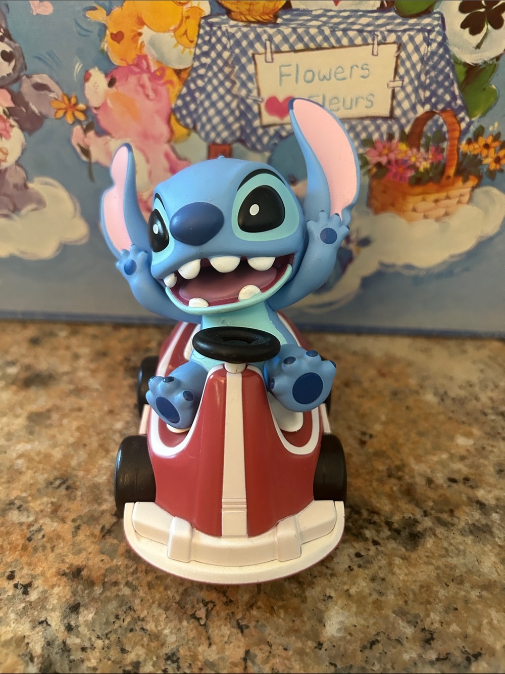 Blue Stitch Toy Car Figure, came from a blind box, missing card, Miniso